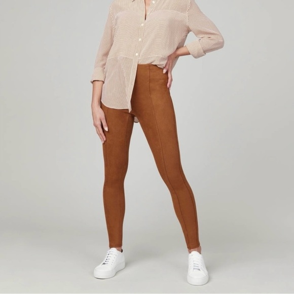 Spanx Faux Suede Leggings Rich Caramel NWT